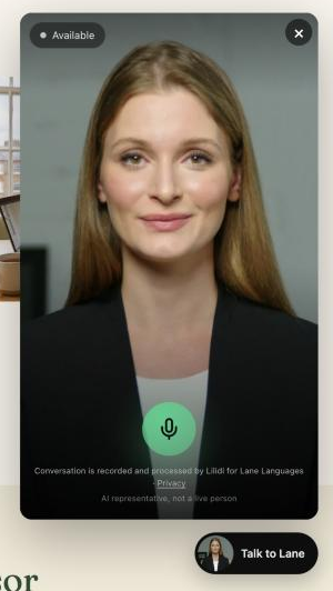 Close-up of the advisor window with the microphone button
